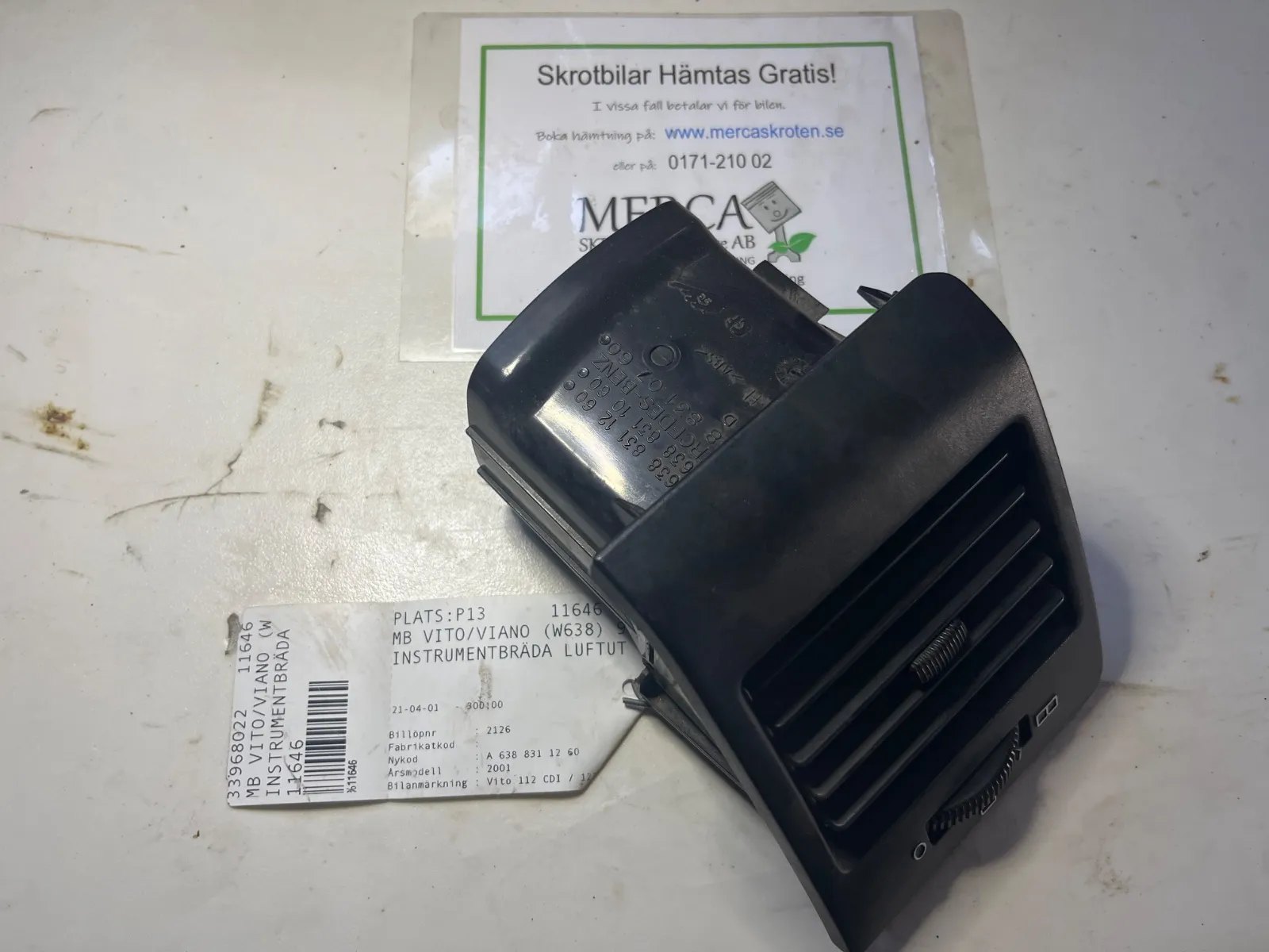 Mercedes-Benz Vito/Viano W638 Instrumentbräda luftutblås
