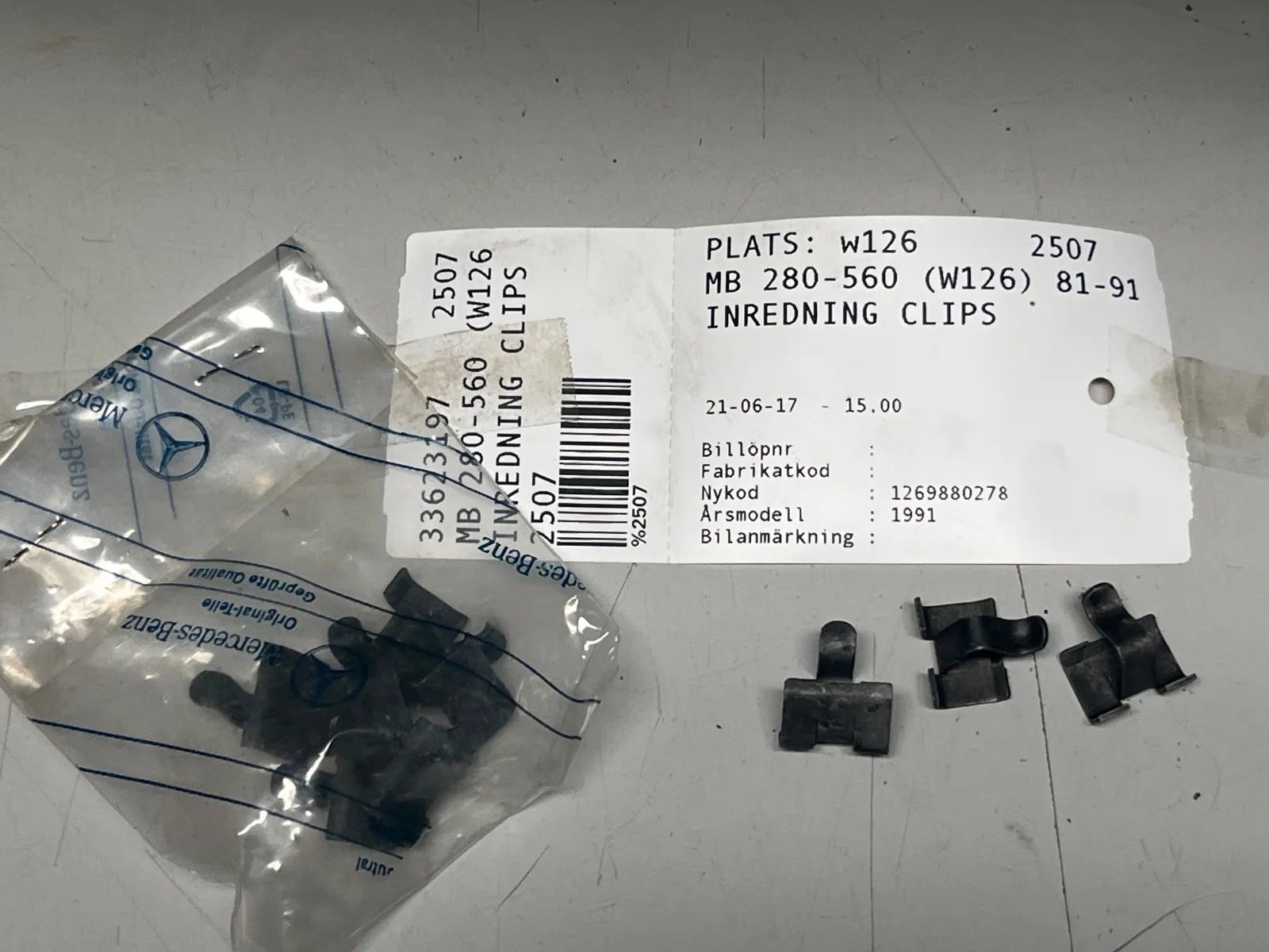 Mercedes-Benz 280-560 W126 Inredning clips