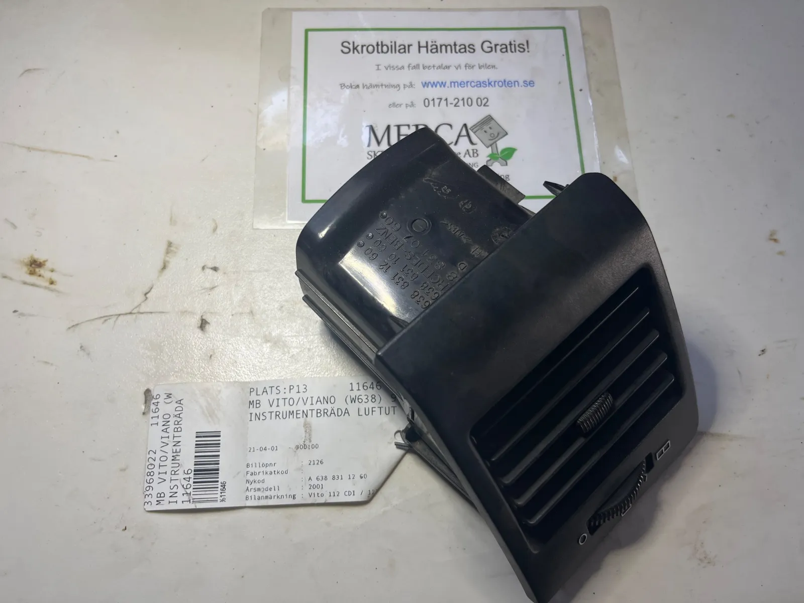 Mercedes-Benz Vito/Viano W638 Instrumentbräda luftutblås