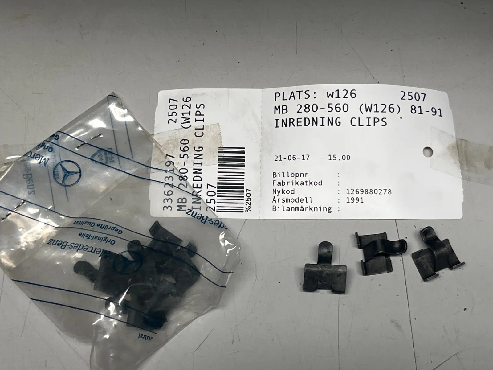 Mercedes-Benz 280-560 W126 Inredning clips